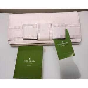 NWT Rare Kate Spade New York Pink Ostrich Embossed Leather Bow Wristlet Clutch